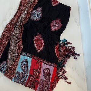 Pashmina Red and Blue Paisley Scarf